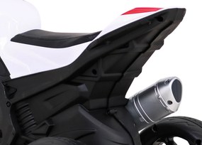 Ramiz BMW HP4 detský motocykel na batérie červený + 3 kolieska + LED + MP3 USB + ekokoža