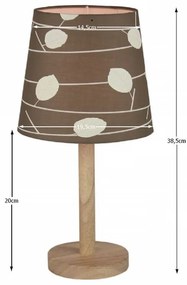 Kondela Stolná lampa, QENNY TYP 6, drevo/látka vzor listy