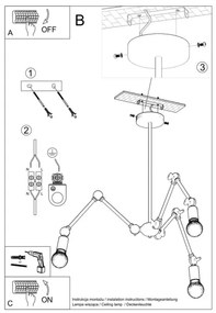 Luster na tyči STARK 3xE27/60W/230V