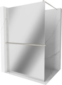 Mexen Kioto+, sprchová zástena Walk-In s poličkou a vešiakom 80 x 200 cm, 8mm sklo vzor zrkadlo, brúsená oceľ profil, 800-080-121-97-50