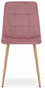Set troch jedálenských stoličiek KARA - ružová (hnedé nohy) 3ks
