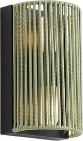 Japandi nástenné svietidlo zelené s čiernou farbou a lanom IP44 - Jayla