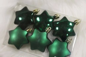 Zelené závesné vianočné ozdoby hviezdy 6ks 5cm