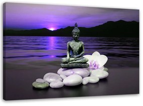 Obraz na plátně Buddha Purple Zen Stone - 100x70 cm