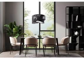 Závesné svietidlo Werona 9, 1x čierne textilné tienidlo so vzorom, s