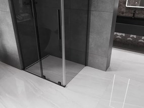 Mexen Velar L, sprchový kút s posuvnými dverami 120 x 75 cm, 8mm šedé sklo, čierna matná, 871-120-075-43-70