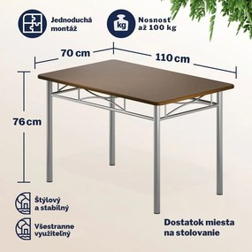 Jedálenská súprava PAUL, 5-dielna, tmavý dub Casaria