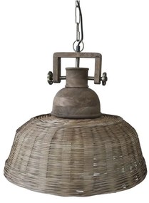Prírodné drevené svetlo s ratanovým tienidlom Roellie - Ø 50*43 cm/ E27/ 25W