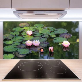 Sklenený obklad Do kuchyne Vodné lilie rybník príroda 140x70 cm