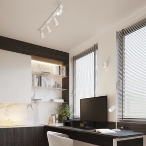 Stolná lampa Karbon, 1x biele kovové tienidlo