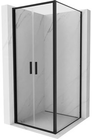 Mexen Exo, sprchovací kút s krídlovými dverami 90 x 90 cm, 6mm číre sklo, čierny profil, 814-090-090-70-00