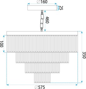 Toolight Toolight, závesný krištáľový stropný luster 58cm, 6xE14, APP1533-6CP4, zlatá, OSW-03255