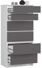 Komoda Kuba 60 cm - 6 zásuviek I biela/grafit