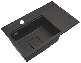 Gamma Quadro 8151, 1-komorový granitový drez 800x500x220 mm, čierna, GMA-ZLE000184