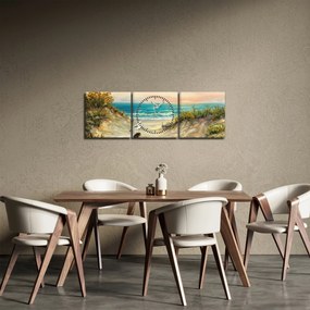 Obraz - Piesočná pláž (s hodinami) (90x30 cm)