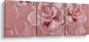 Obraz - Kvetinový dekor (s hodinami) (90x30 cm)
