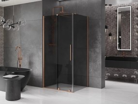 Mexen Velar, sprchový kút s posuvnými dverami 110 x 120 cm, 8mm šedé sklo, medená matná, 871-110-120-41-65
