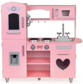 Ružová drevená kuchynka so srdiečkom