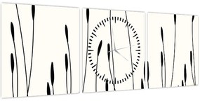Obraz - Grafická lúka N⁰3 (s hodinami) (90x30 cm)