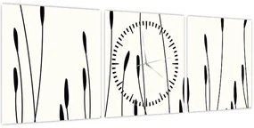 Obraz - Grafická lúka N⁰3 (s hodinami) (90x30 cm)