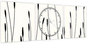 Obraz - Grafická lúka N⁰3 (s hodinami) (90x30 cm)