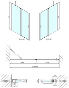 Polysan Polysan, ZOOM LINE BLACK sprchové dvere 1400mm, číre sklo, ZL1314B