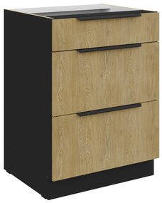Dolná kuchynská skrinka Carminia 60 D 3S BB PREMIUM BOX (dub cremona + čierna). Akcia -20%. Vlastná spoľahlivá doprava až k Vám domov. 1127983