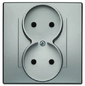 Dvojitá zásuvka MILANO bez uzemnenia (met. strieborná) G