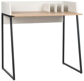 Písací stôl 90 x 60 cm svetlé drevo/biela ANAH Beliani