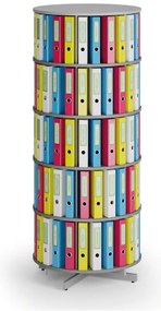 Otočný regál na zakladače, 5 poschodí, sivý