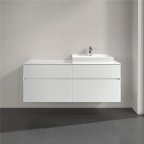 VILLEROY &amp; BOCH Collaro závesná skrinka pod umývadlo na dosku (umývadlo vpravo), 4 zásuvky, 1400 x 500 x 548 mm, Glossy White, C08600DH
