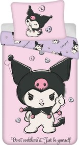 Ružová bavlnená detská obliečka na jednolôžko 140x200 cm Hello Kitty "Kuromi" – Jerry Fabrics