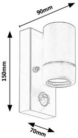 Rabalux 8834 - Vonkajšie nástenné svietidlo so senzorom MEDINA 1xGU10/10W/230V