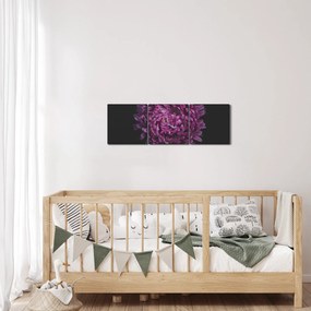 Obraz fialovej kvetiny (s hodinami) (90x30 cm)