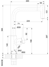 Invena Farsala, vysoká drezová batéria s 2-funkčnou výsuvnou výlevkou h-369, čierna matná, INV-BZ-40-L04-S