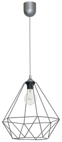 Závesné svietidlo Basket, 1x sivé drôtené tienidlo, gr