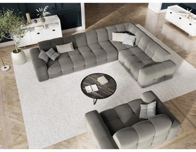 Sivá zamatová rohová pohovka (pravý roh) Kendal - Micadoni Home