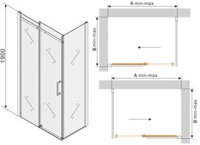 Sprchovací kút OMEGA 140x90 cm - zlatý - číre sklo