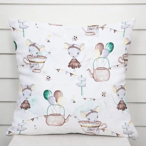 Biante Detská bavlnená obliečka na vankúš Sandra SA-372 Myšky a konvičky na bielom 50 x 60 cm