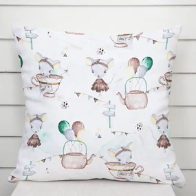 Biante Detská bavlnená obliečka na vankúš Sandra SA-372 Myšky a konvičky na bielom 70 x 90 cm
