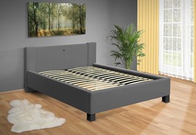 Nabytekmorava Moderná posteľ Luna 140x200 cm matrac: matrace 15 cm, farebné čalúnenie: eko koža šedá, úložný priestor: bez úložného priestoru