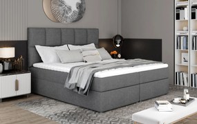 Manželská posteľ Boxspring 180 cm Galasa (sivá) (s matracmi a úl. priestorom). Vlastná spoľahlivá doprava až k Vám domov. 1025386
