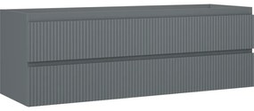 Mexen Rivel, kúpeľňová skrinka pod umývadlo 140 cm, 2 zásuvky, drážkovaná, grafitová matná, 91A20-14047-2-BFF66