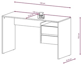 Písací stôl s zásuvkami MARLO dub artisan/biela