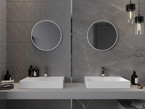 Mexen Loft okrúhle kúpeľňové zrkadlo 50 cm, biely rám - 9850-050-050-000-20