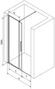 Mexen Velar, posuvné dvere do otvoru 80x200 cm, 8mm číre sklo, zlatý matný profil, 871-080-000-01-55