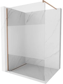 Mexen Kioto, sprchová zástena Walk-In 140 x 200 cm, 8mm číre sklo-námraza, medený matný profil, 800-140-101-65-35