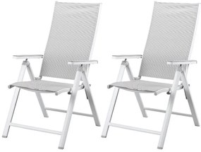 Livarno home Záhradné hliníkové kreslo Houston, biele/bledosivé, 2 kusy + podložka na kreslo Houston  (800009486)