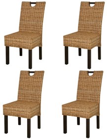 Jedálenské stoličky, 4 ks, ratan kubu a mangové drevo