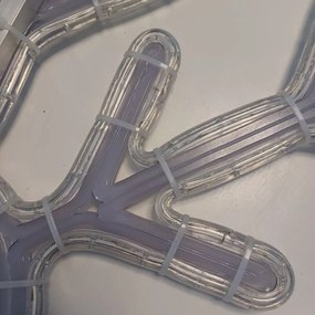 DECOLED LED svetelná snehová vločka V, závesná 3D tlač, priemer 67 cm, ľadovo biela